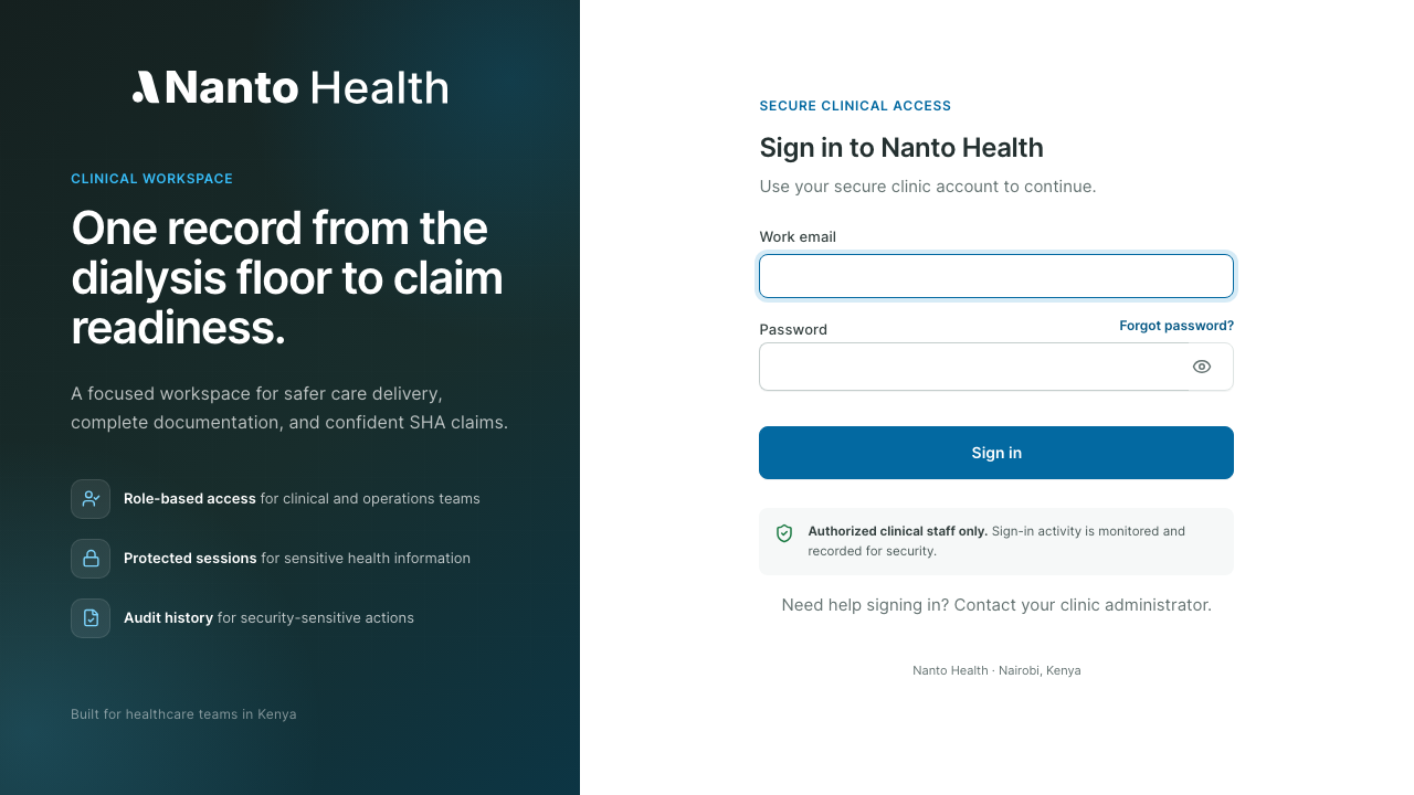 The sign-in screen